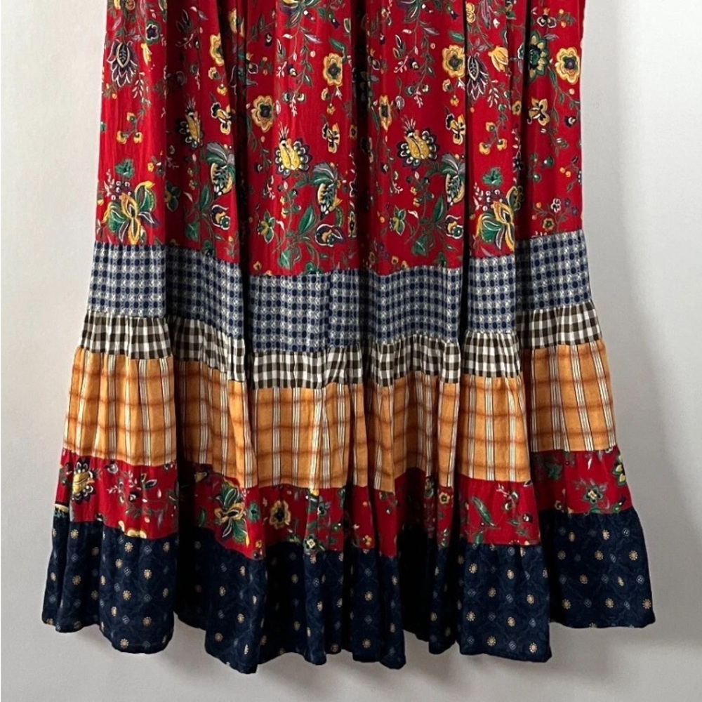 Lucia Lukken Vintage Floral Patchwork Broomstick  Cottagecore Maxi Skirt Medium - Picture 5 of 15